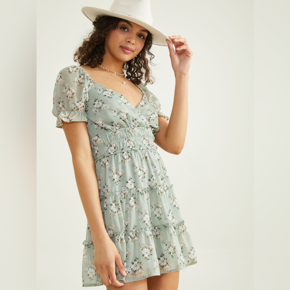 Altar’d State Caroline Floral Dress - Sage, Small